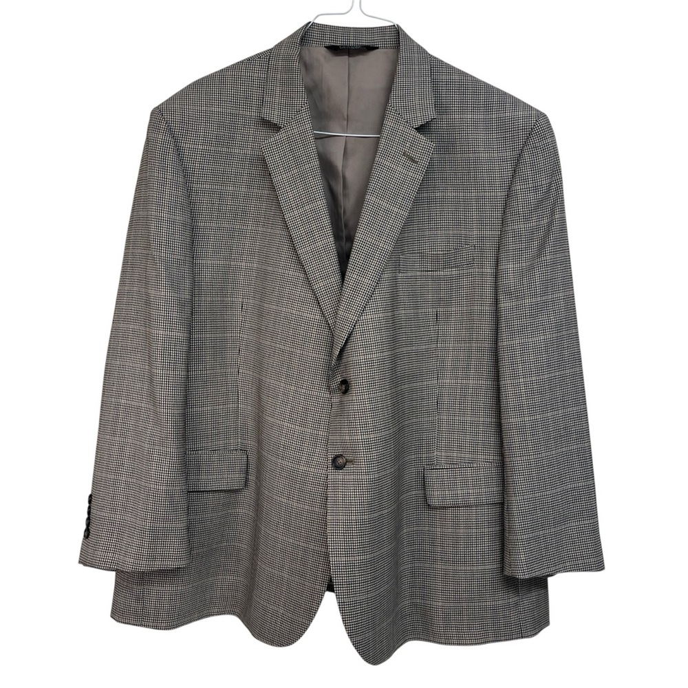 Jos A Bank Blazer Mens 50S Brown Houndstooth Wool Sport Coat Two Button Classic